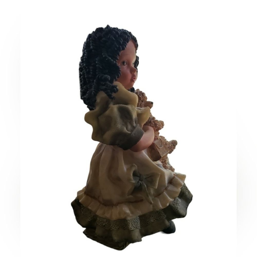 African American Girl w/Teddy Bear